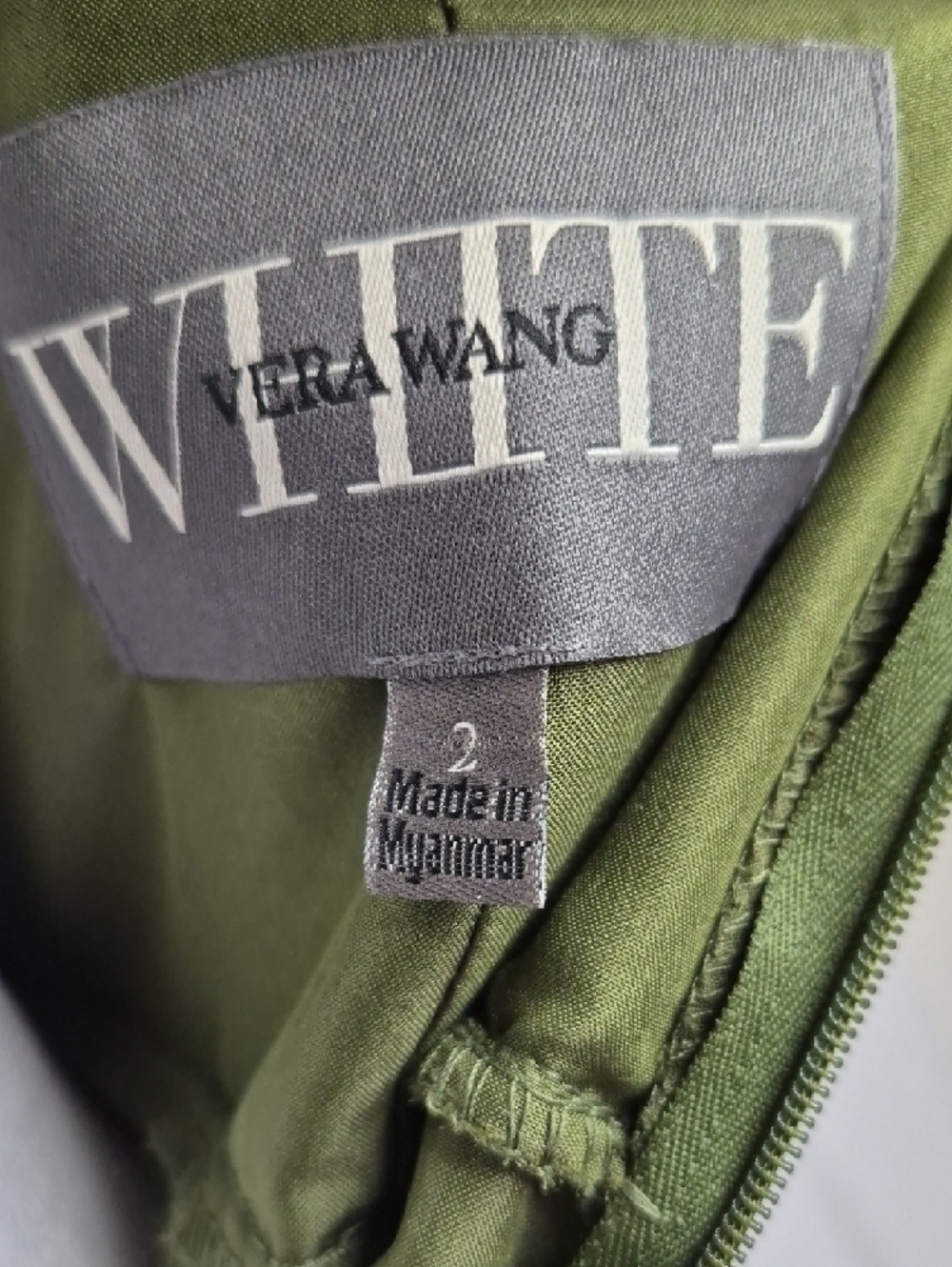 White by Vera Wang Olive Green V-Neck Maxi Dress with Flutter Sleeves Size 2 - Picture 2 of 13